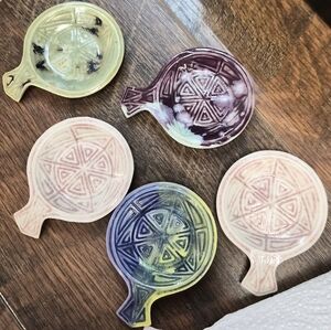 Stoneware Mini Miniature Ashtrays Tribal Norse